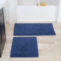 Hastings Home 2-piece 100-percent Cotton Bathmat, Reversible, Soft, Absorbent Bathroom Rugs, Navy 412096QEQ